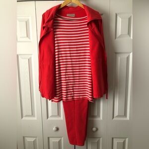 Ladies White Stag Striped Top and Jacket Set